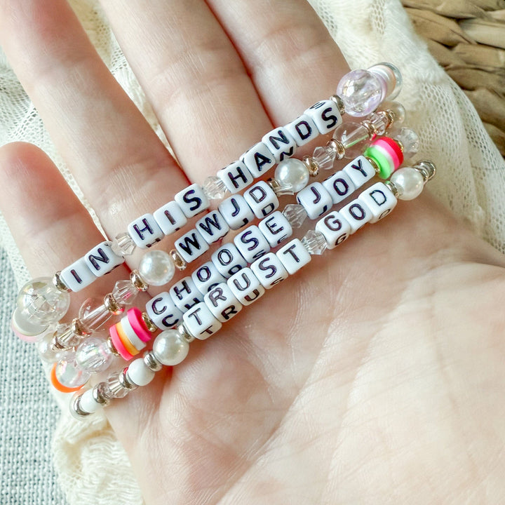 ellyandgrace Christian Bead Bracelet Bundle (Regular Size) – Set of 4 Inspirational Beaded Bracelets