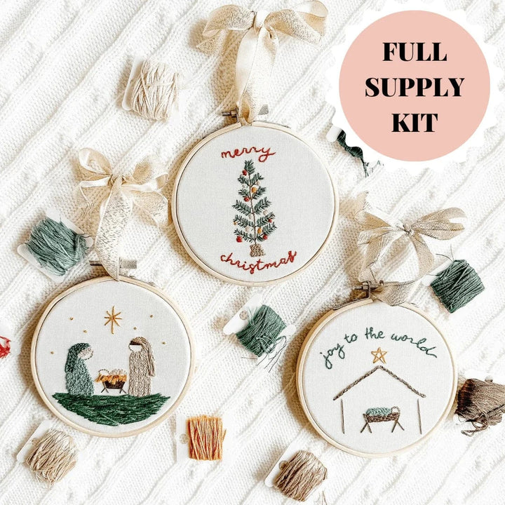ellyandgrace Christmas Ornament Embroidery Kit Bundle