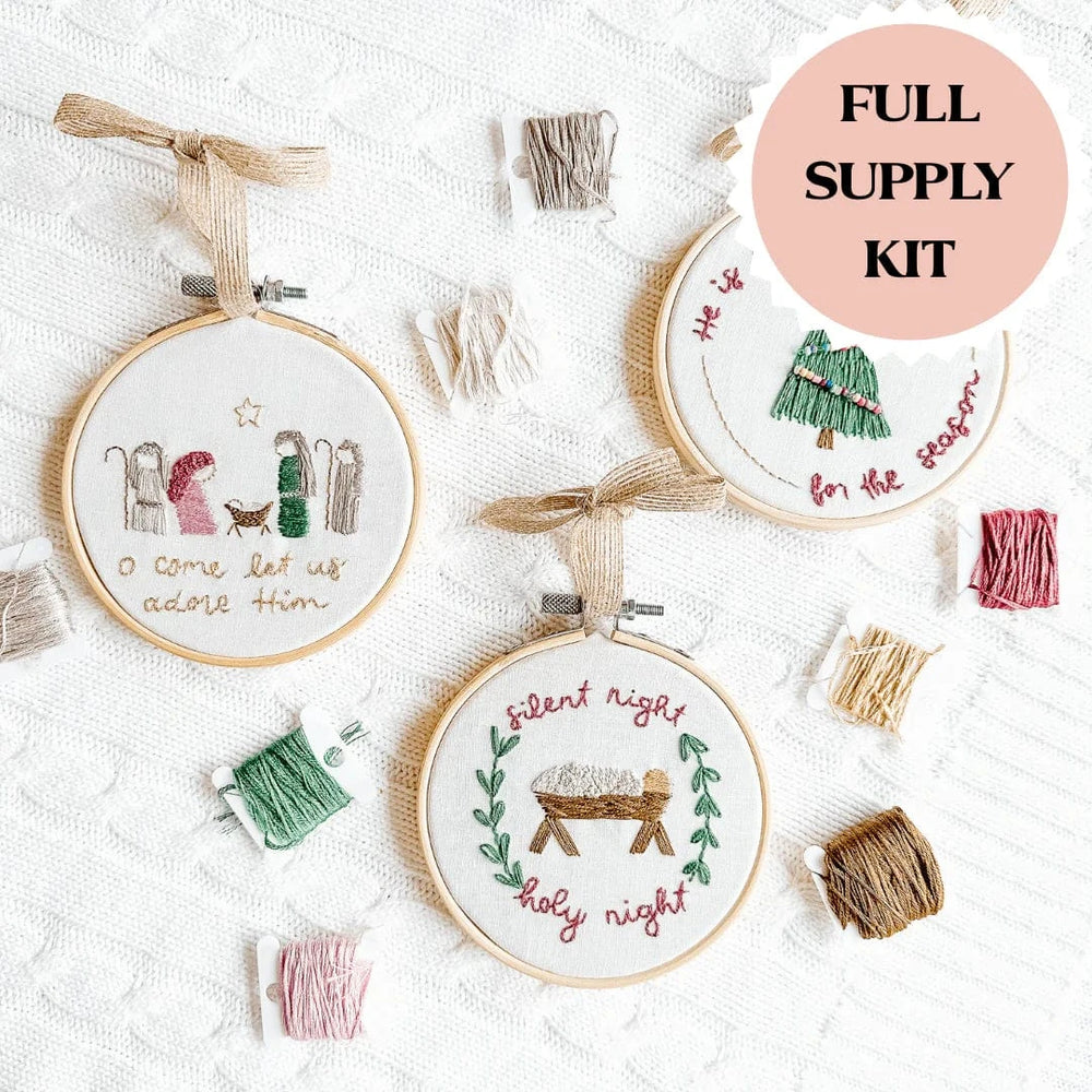 ellyandgrace Christmas Ornament Embroidery Kit Bundle