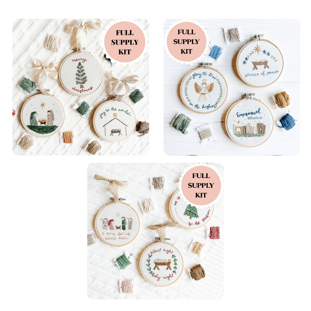 ellyandgrace Christmas Ornament Embroidery Kit Bundle