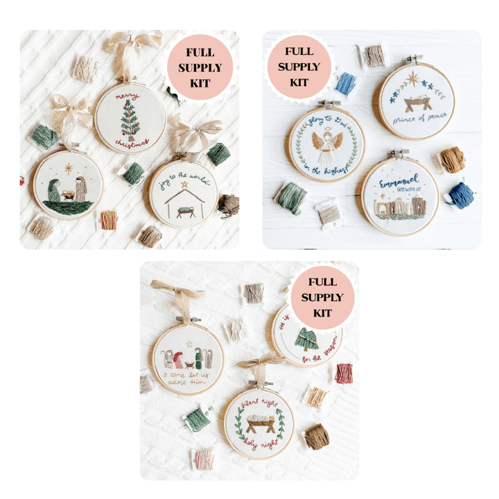 ellyandgrace Christmas Ornament Embroidery Kit Bundle
