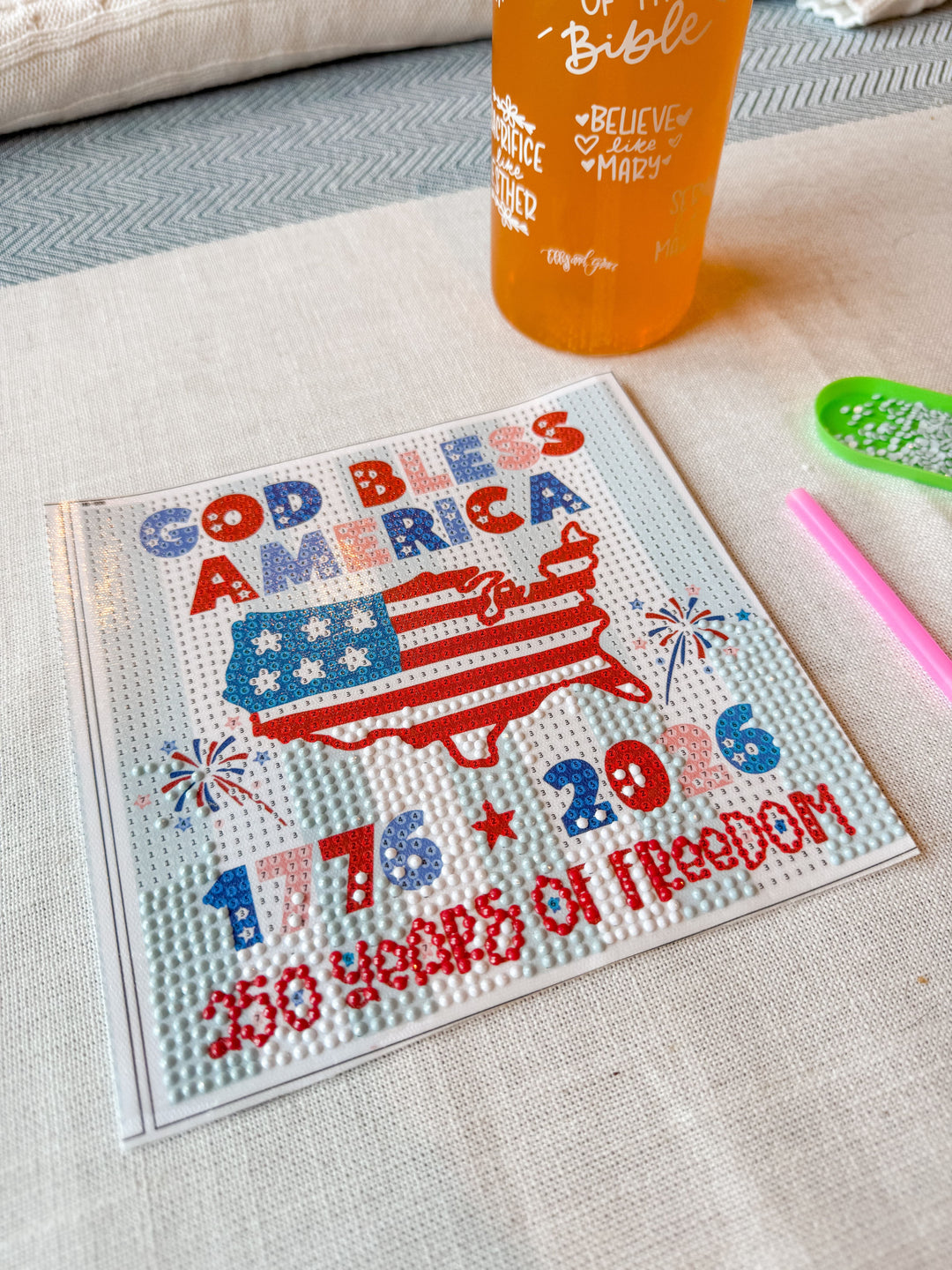 ellyandgrace Diamond Art Kit God Bless America 250 Years Diamond Art Kit