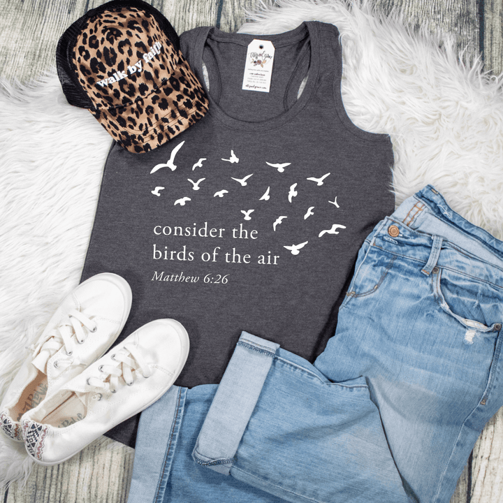 ellyandgrace DM138L Consider The Birds Racerback Tank