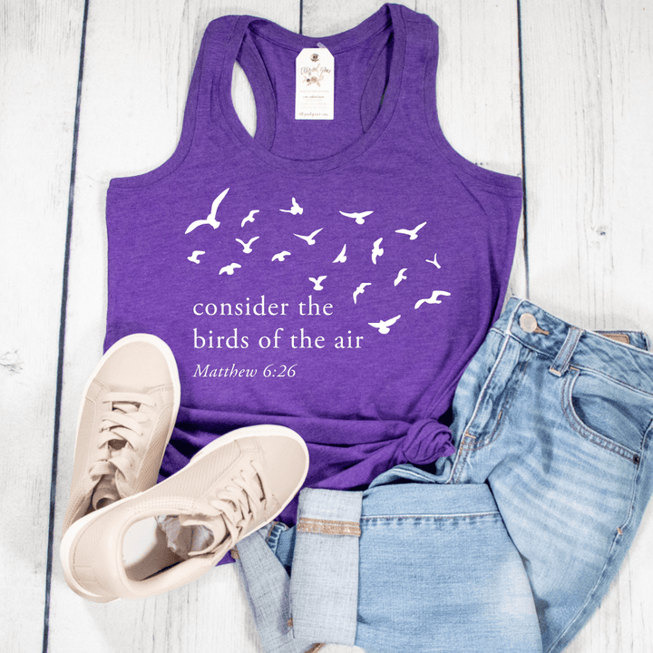 ellyandgrace DM138L Consider The Birds Racerback Tank