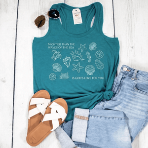 Mightier Than The Waves Of The Sea Racerback Tank