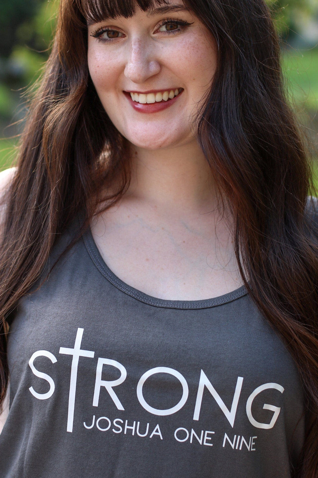 ellyandgrace DM138L sTrong Joshua 1:9 Racerback Tank