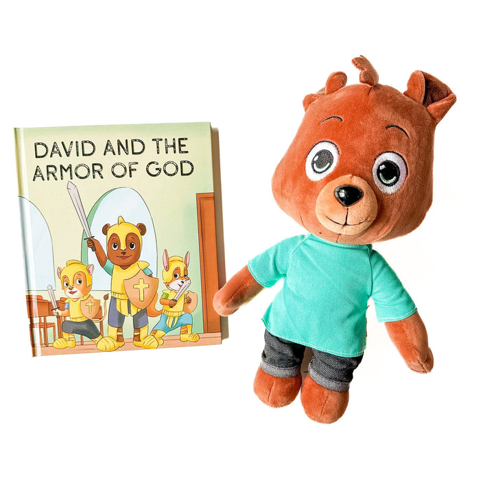 ellyandgrace Doll "David And The Armor Of God" Book + Animal Set