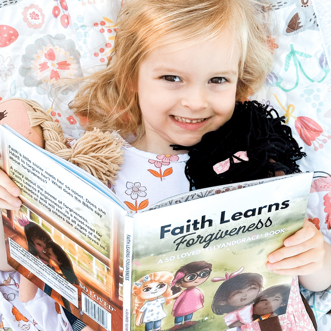 ellyandgrace Doll "Faith Learns Forgiveness" Book + Linen Doll Set
