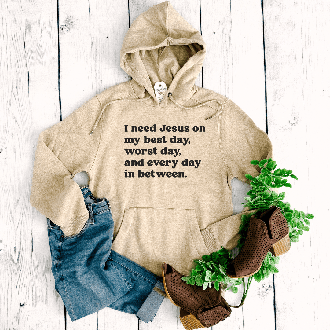 ellyandgrace DT1101 I Need Jesus Everyday Classic Hoodie