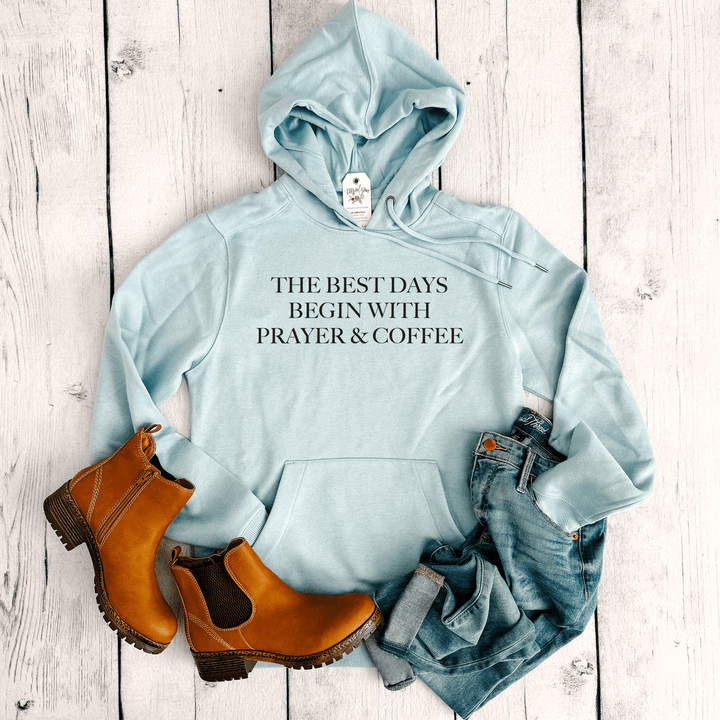 ellyandgrace DT1101 The Best Days Begin With Prayer And Coffee Classic Hoodie