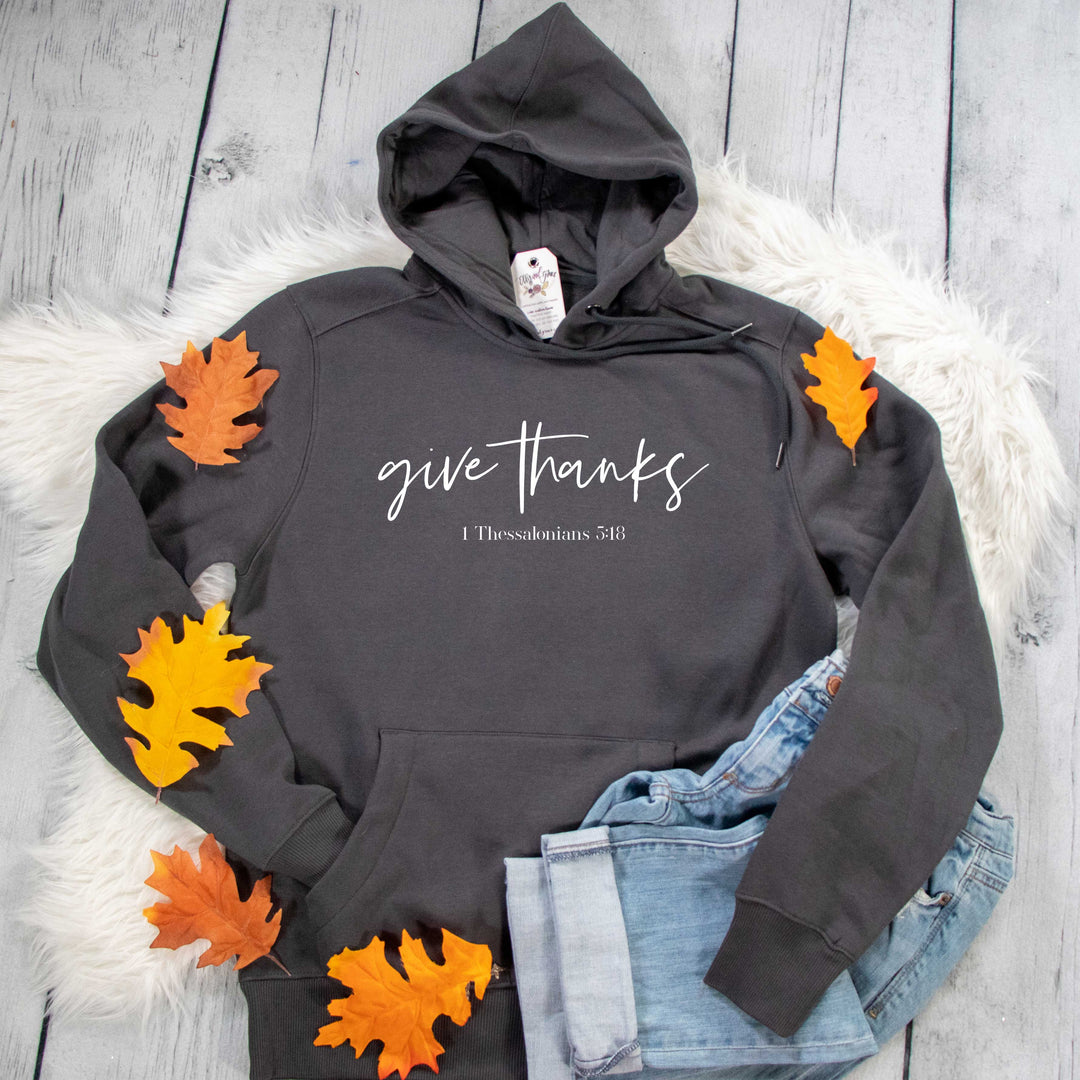 ellyandgrace DT1101 Unisex Small / Charcoal Give Thanks Classic Hoodie
