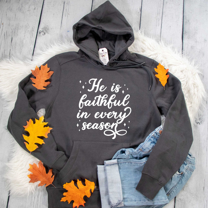 ellyandgrace DT1101 Unisex Small / Charcoal He is Faithful in Every Season Classic Hoodie