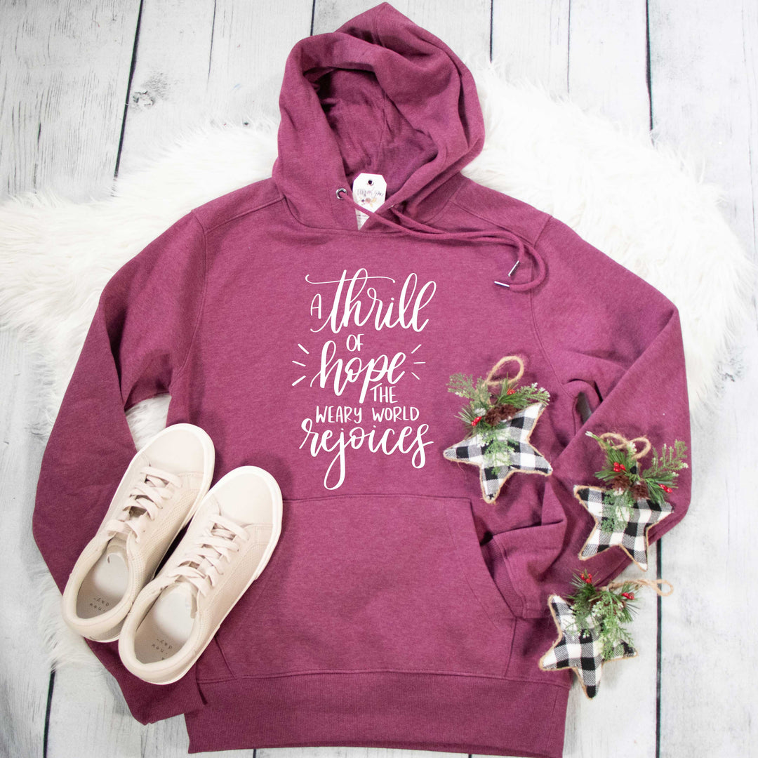 ellyandgrace DT1101 Unisex Small / Heather Loganberry A Thrill of Hope the Weary World Rejoices Classic Hoodie