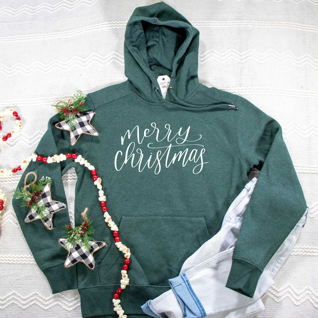 ellyandgrace DT1101 Unisex XS / Heather Forest Green Merry Christmas Classic Hoodie