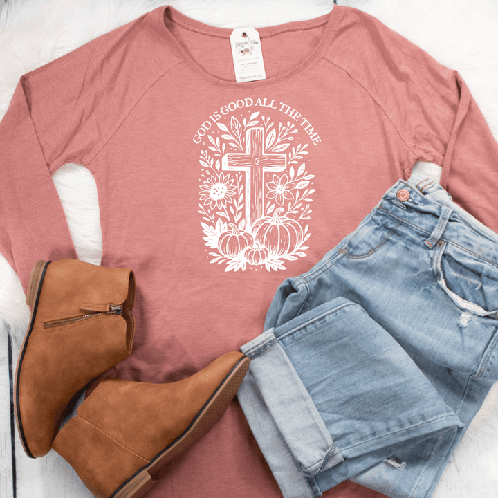ellyandgrace DT132L Cross God Is Good All The Time Tunic Tee