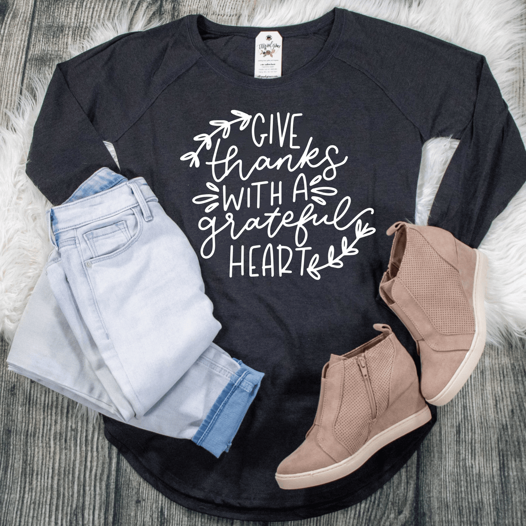 ellyandgrace DT132L Give Thanks With a Grateful Heart Tunic Tee
