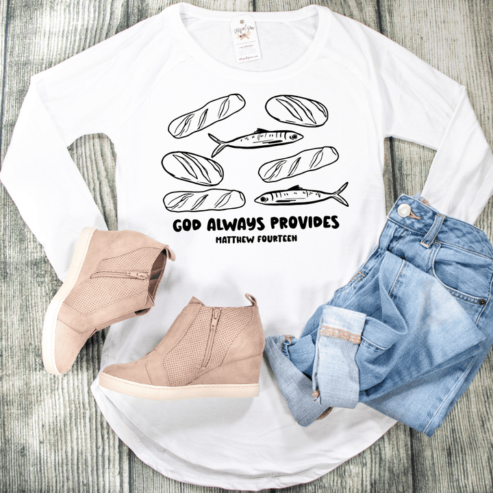 ellyandgrace DT132L God Always Provides Tunic Tee