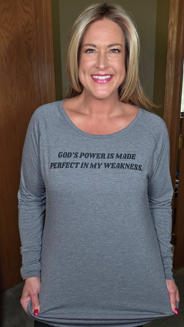 ellyandgrace DT132L God's Power Is Made Perfect Tunic Tee