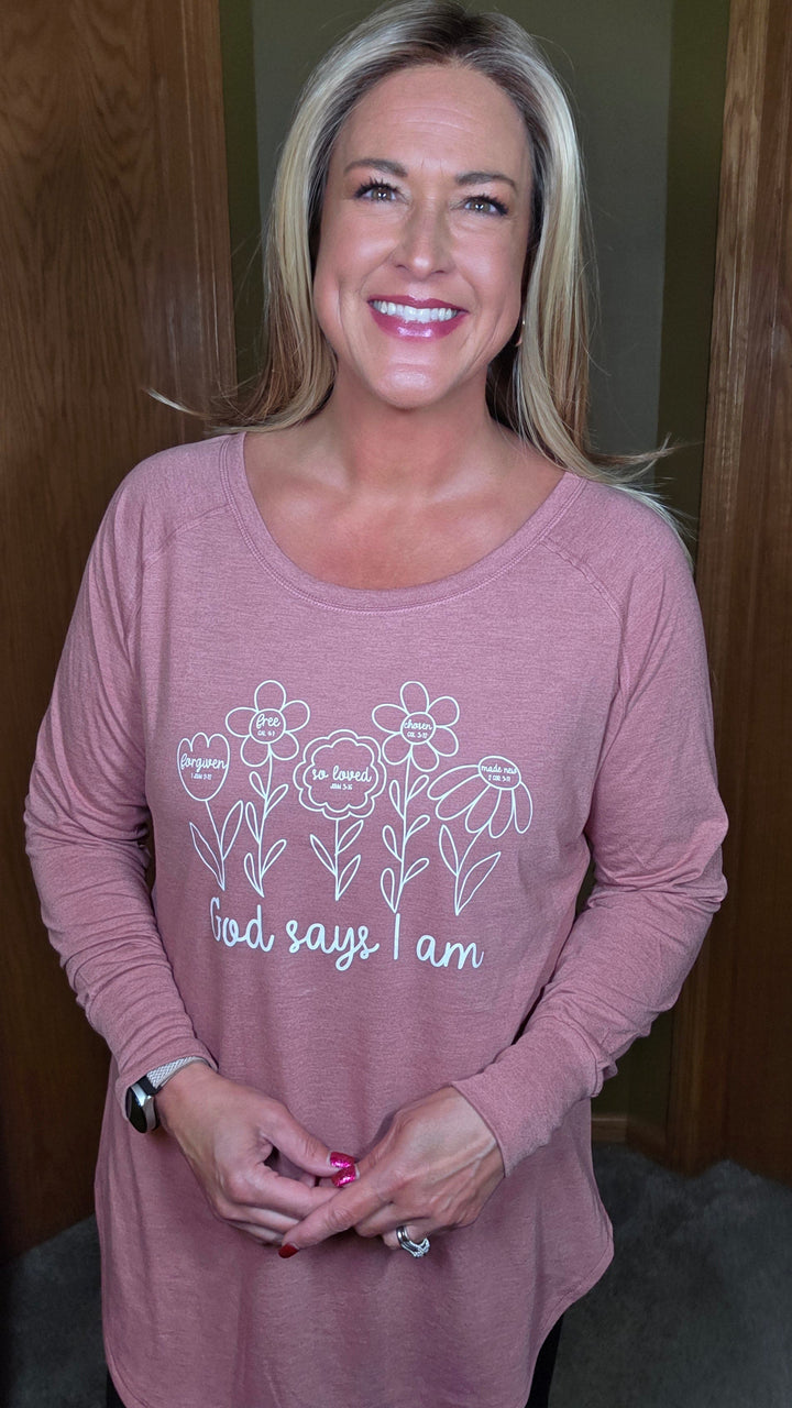 ellyandgrace DT132L God Says I Am Tunic Tee