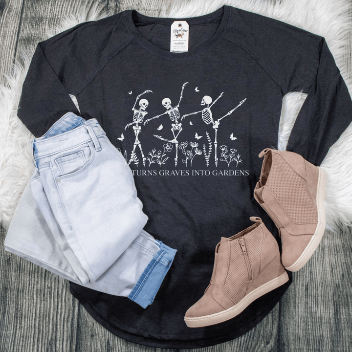 ellyandgrace DT132L God Turns Graves Into Gardens Tunic Tee