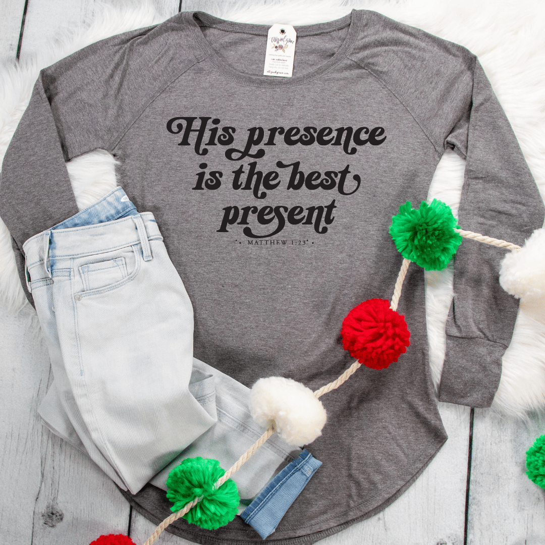 ellyandgrace DT132L His Presence Is The Best Present Tunic Tee