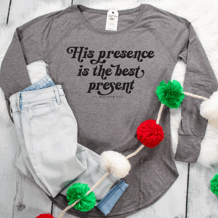ellyandgrace DT132L His Presence Is The Best Present Tunic Tee