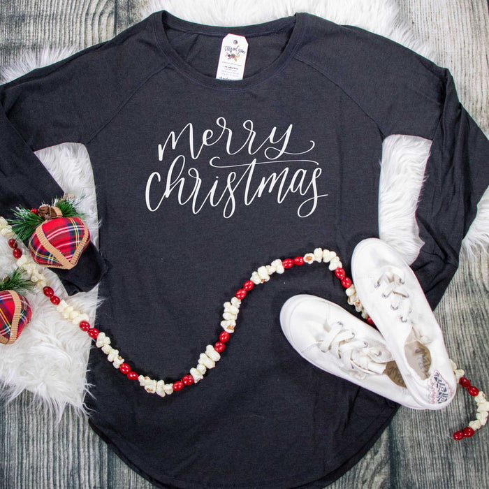 ellyandgrace DT132L Ladies XS / Black Frost Merry Christmas Tunic Tee