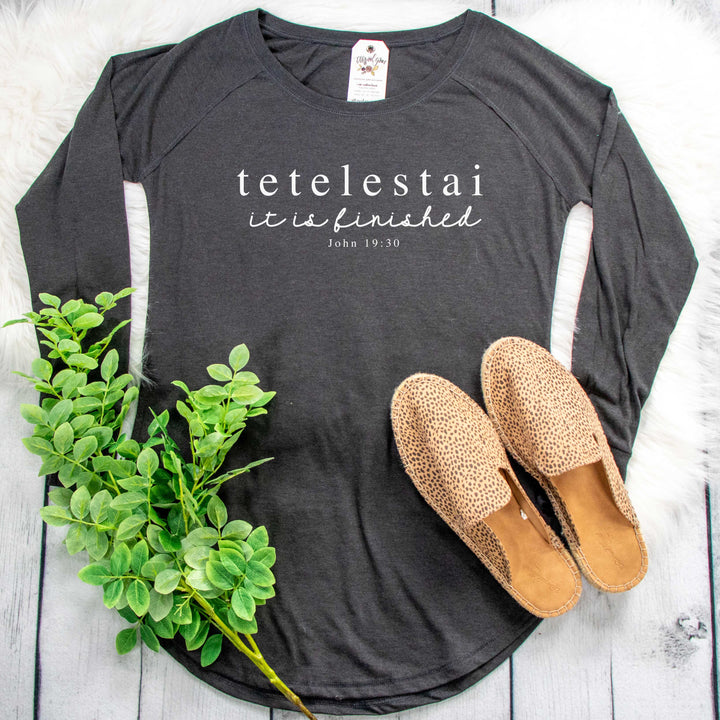 ellyandgrace DT132L Ladies XS / Black Frost Tetelestai Tunic Tee