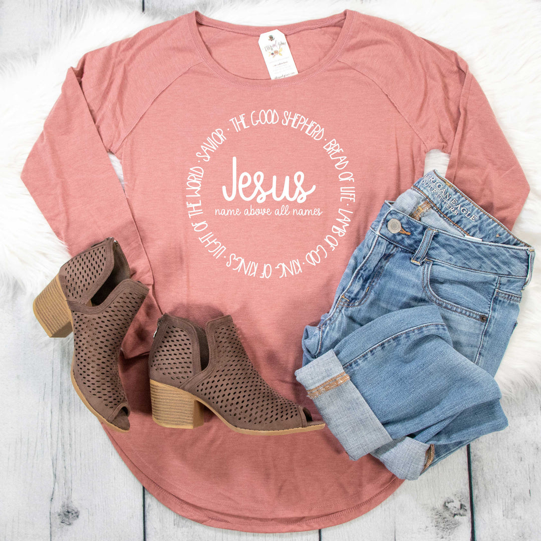 ellyandgrace DT132L Ladies XS / Blush Frost Name Above All Names Tunic Tee