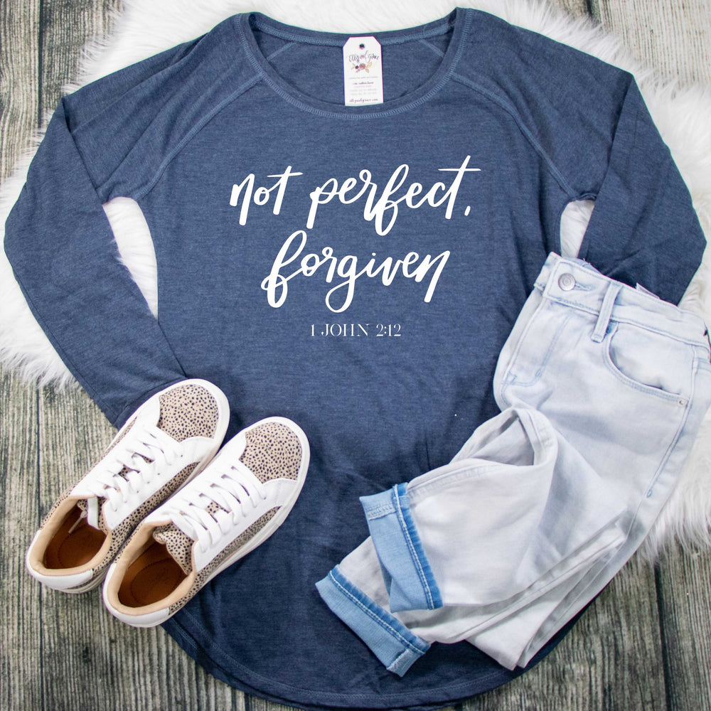 ellyandgrace DT132L Ladies XS / Navy Frost Not Perfect, Forgiven Tunic Tee