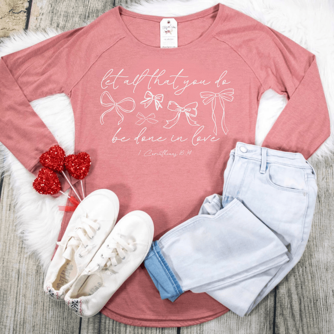 ellyandgrace DT132L Let All That You Do Be Done in Love Tunic Tee