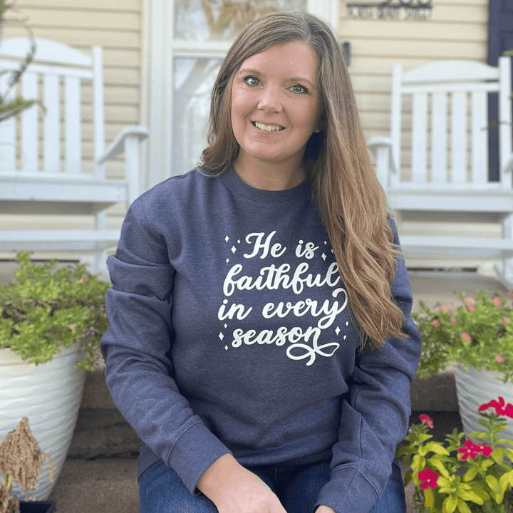 ellyandgrace DT6104 He is Faithful in Every Season Classic Sweatshirt