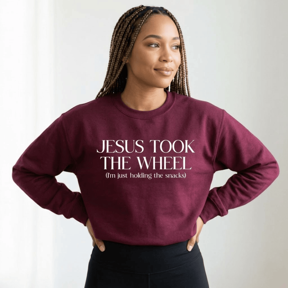 ellyandgrace DT6104 Jesus Took The Wheel Classic Sweatshirt