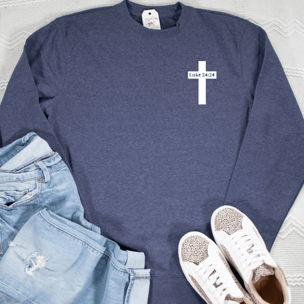 ellyandgrace DT6104 Luke 24 Cross Classic Sweatshirt