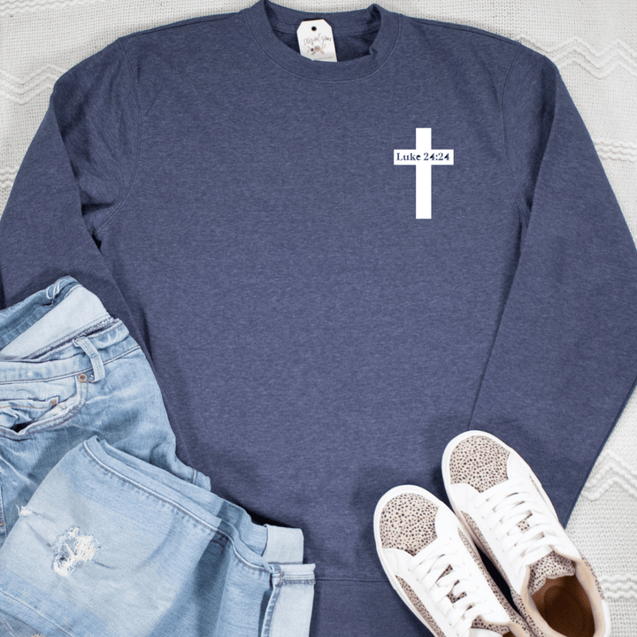 ellyandgrace DT6104 Luke 24 Cross Classic Sweatshirt