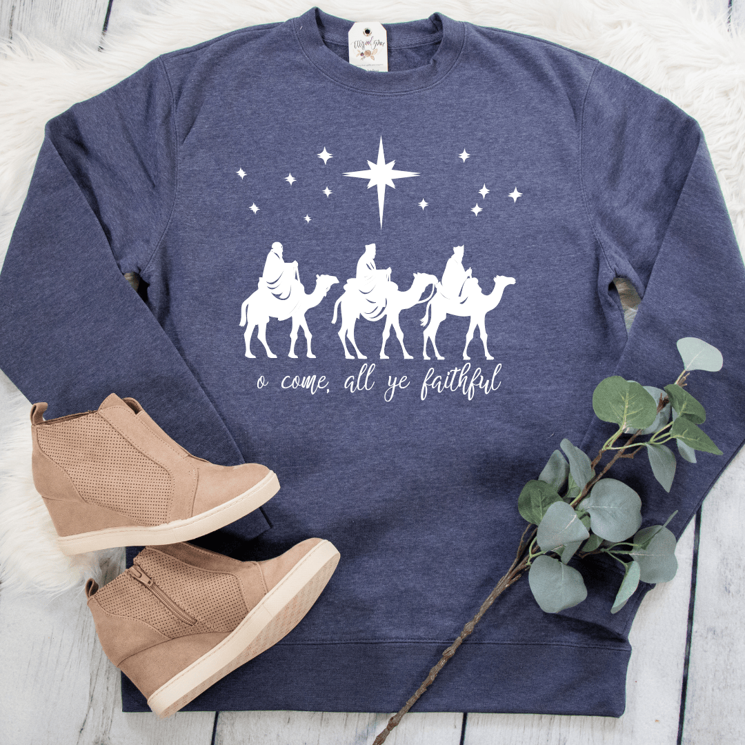 ellyandgrace DT6104 O Come All Ye Faithful Classic Sweatshirt