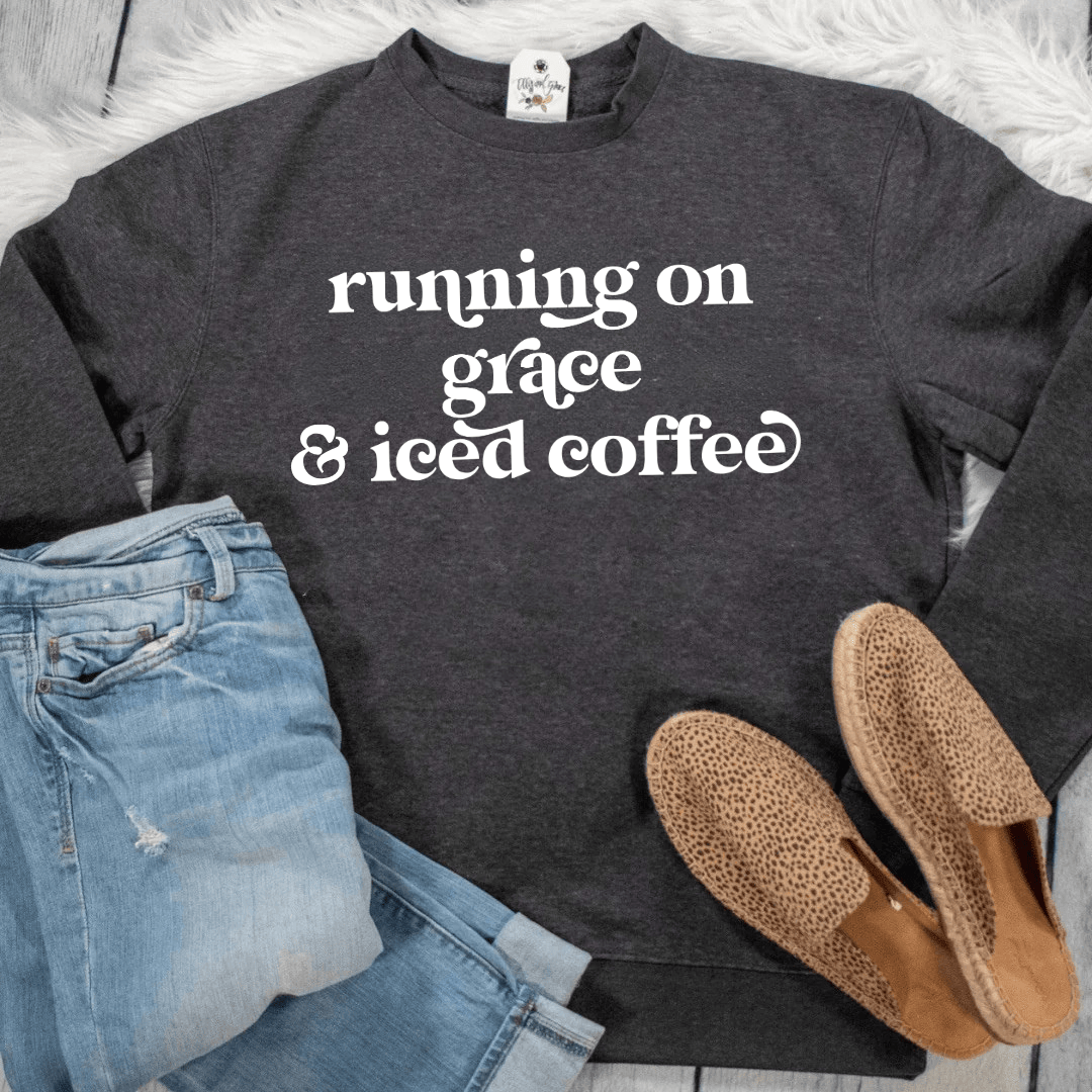 ellyandgrace DT6104 Running on Grace and Iced Coffee Classic Sweatshirt