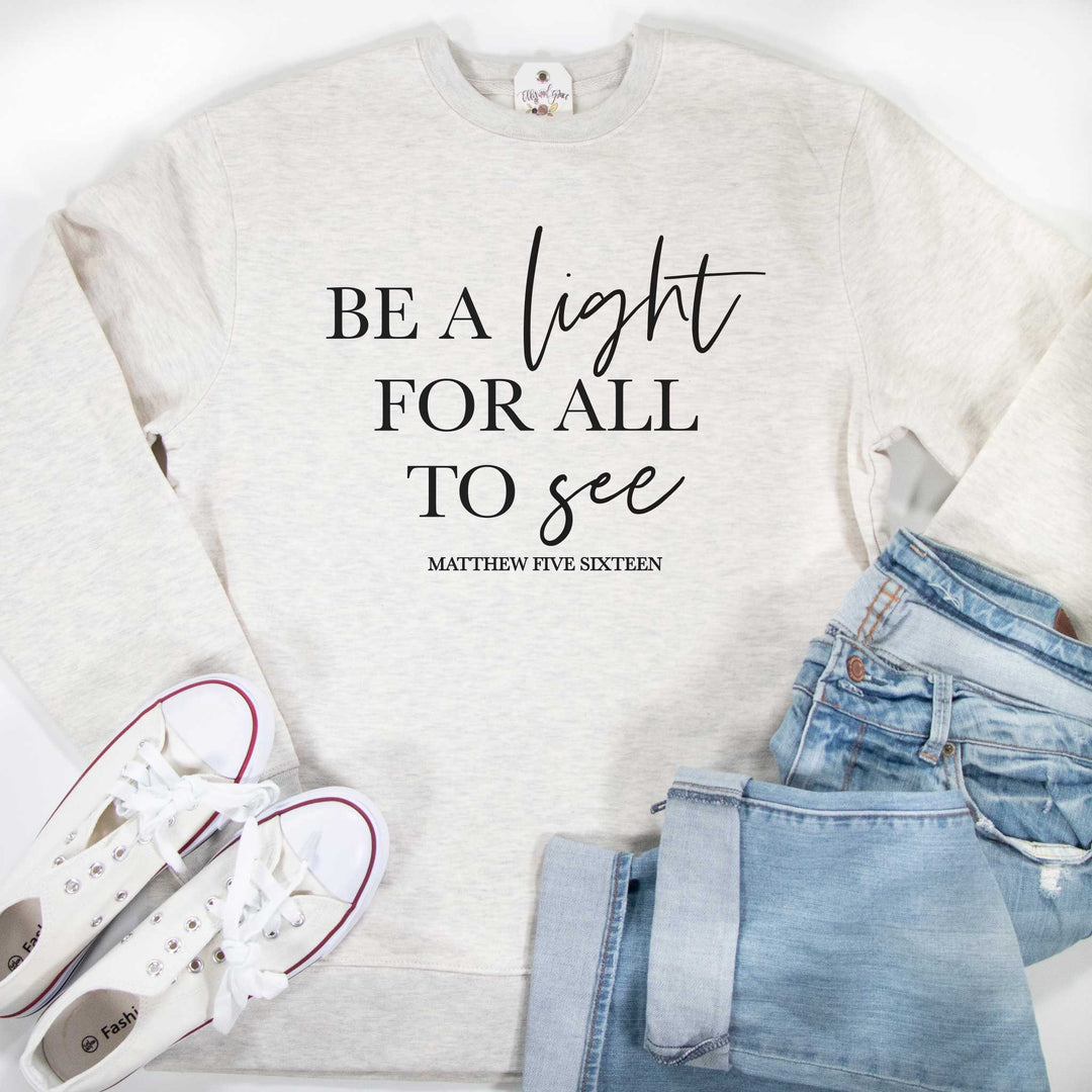 ellyandgrace DT6104 Unisex 4XL / Oatmeal Heather Be a Light for All to See Classic Sweatshirt