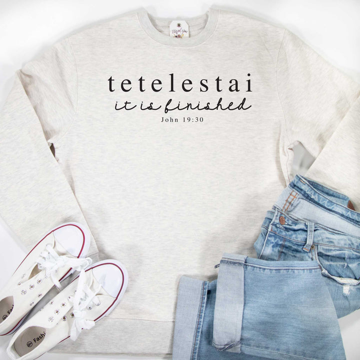 ellyandgrace DT6104 Unisex 4XL / Oatmeal Heather Tetelestai Classic Sweatshirt