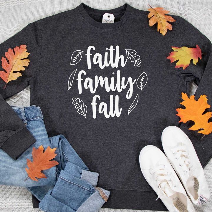 ellyandgrace DT6104 Unisex Small / Heather Charcoal Faith Family Fall Classic Sweatshirt