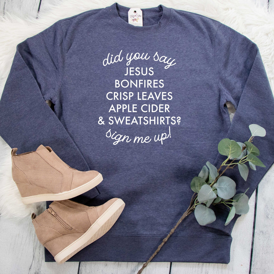 ellyandgrace DT6104 Unisex XL / Heather Navy Did You Say? Fall Classic Sweatshirt