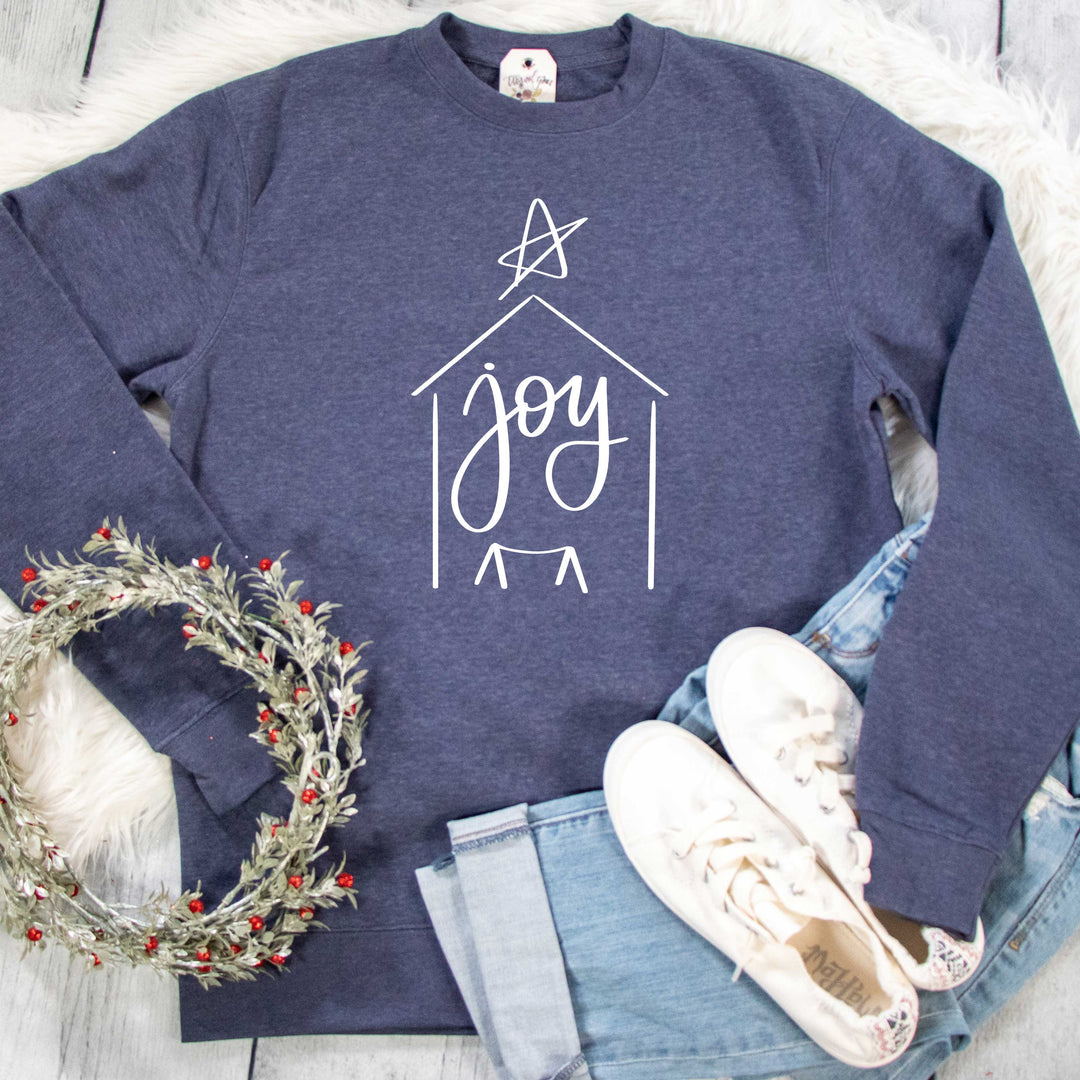 ellyandgrace DT6104 Unisex XL / Heather Navy Joy Nativity Classic Sweatshirt