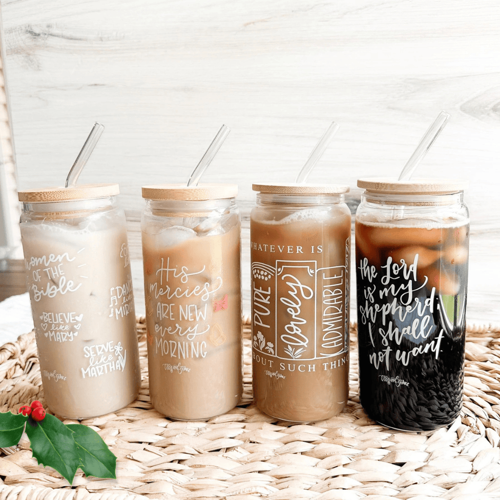 ellyandgrace Early Black Friday Bundle: 4-pk Christian Glass Tumbler