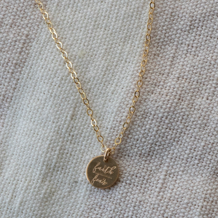 ellyandgrace EG-JEWELRY 14K Gold Filled LIMITED EDITION - FAITH > FEAR Round Necklace