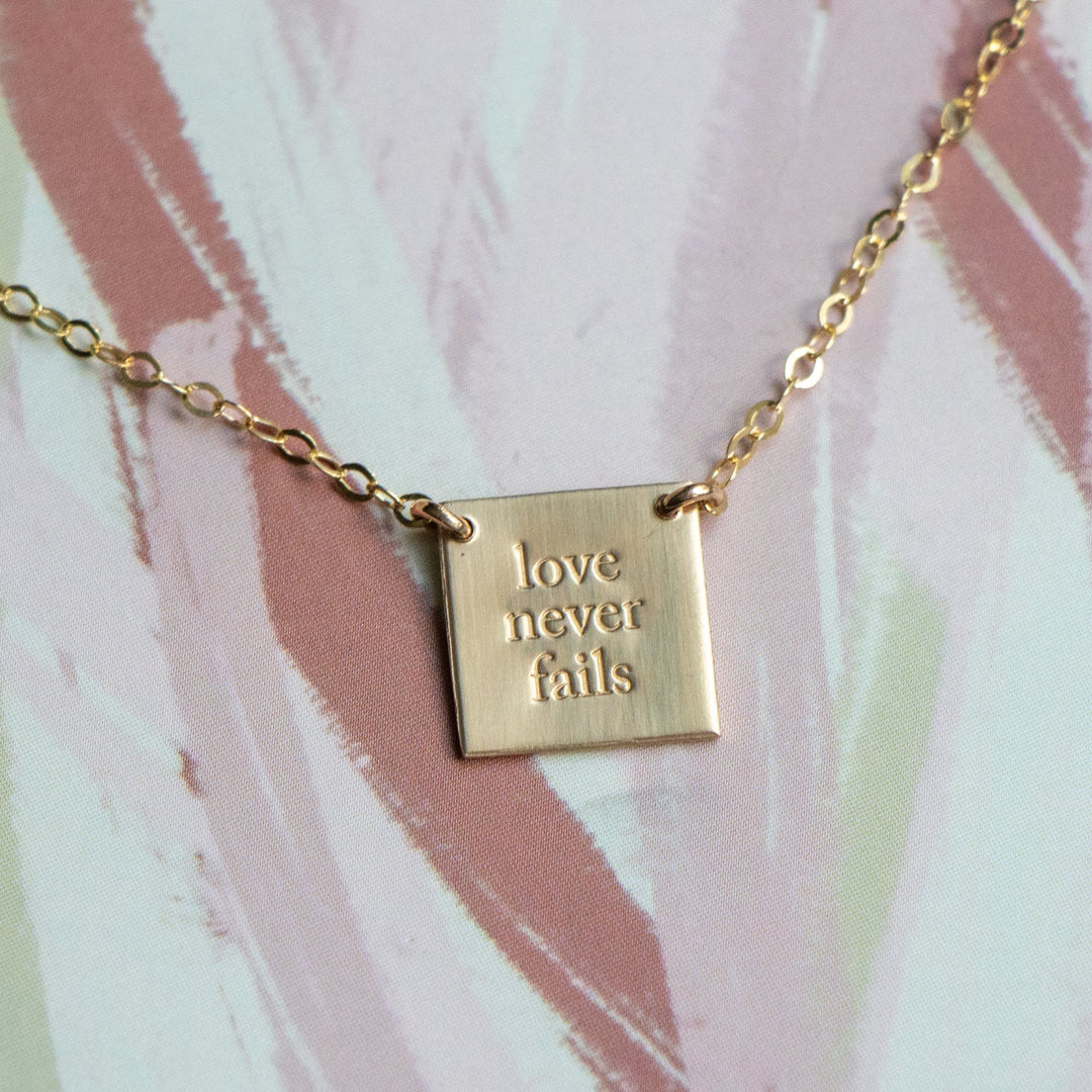ellyandgrace EG-JEWELRY 14K Gold Filled LIMITED EDITION - LOVE NEVER FAILS Square Necklace