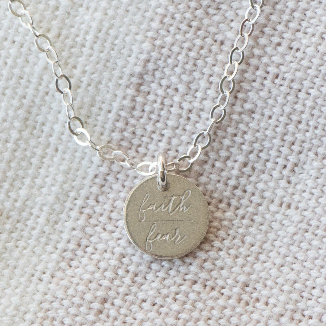 ellyandgrace EG-JEWELRY Sterling Silver LIMITED EDITION - FAITH > FEAR Round Necklace