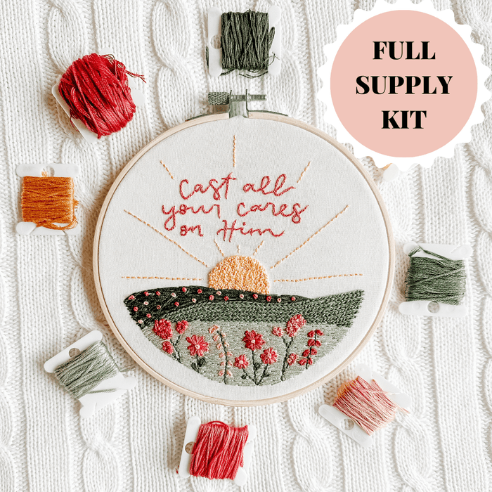 ellyandgrace Embroidery Kit Cast All Your Cares Embroidery Kit
