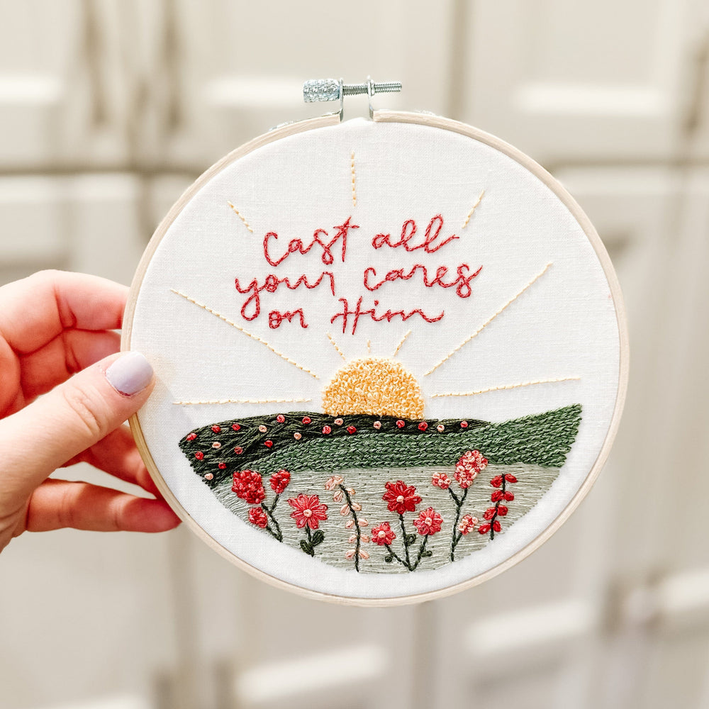 ellyandgrace Embroidery Kit Cast All Your Cares Embroidery Kit