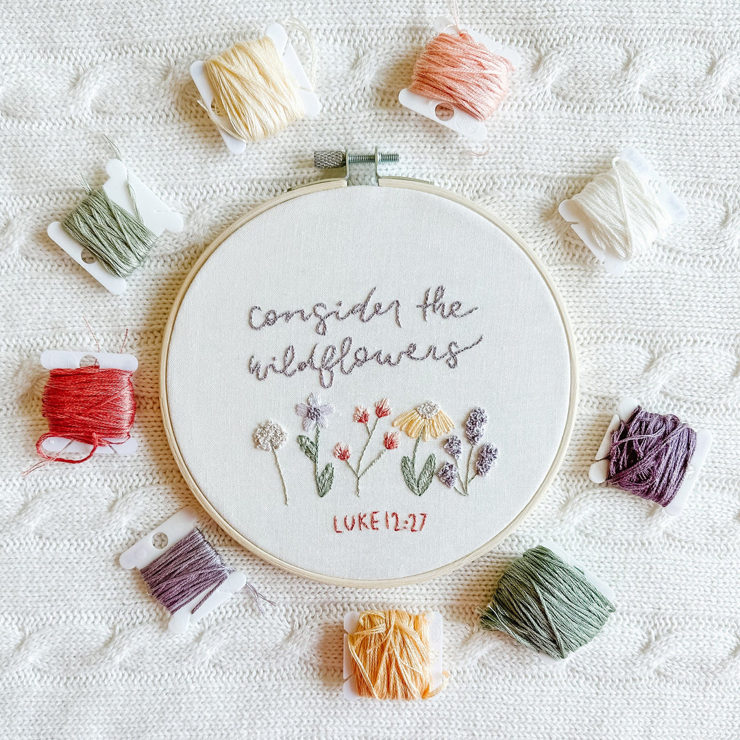 Custom Text Flower Embroidery Kit Custom Name Custom Quote 