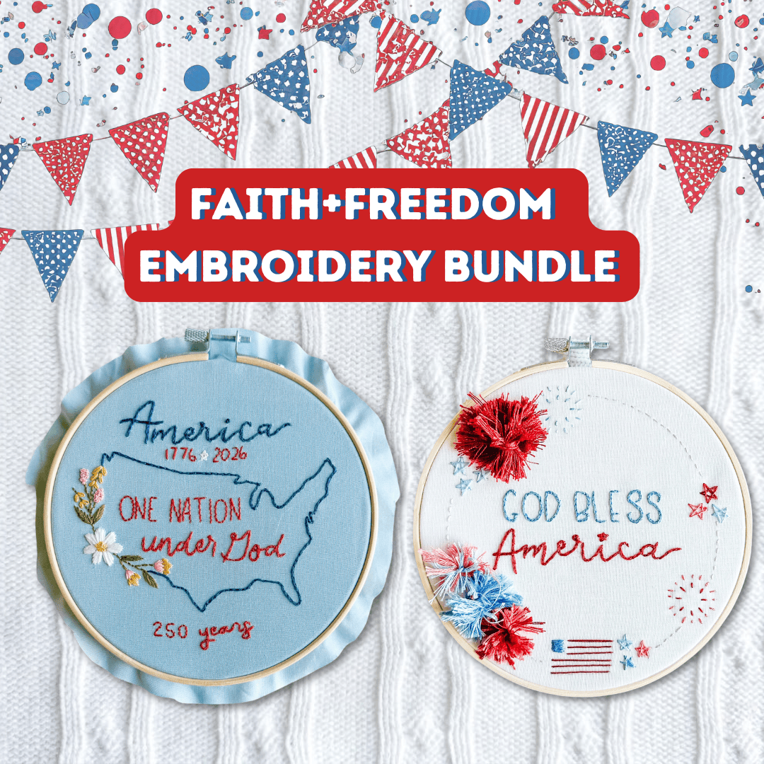 ellyandgrace Embroidery Kit Faith + Freedom Embroidery Bundle